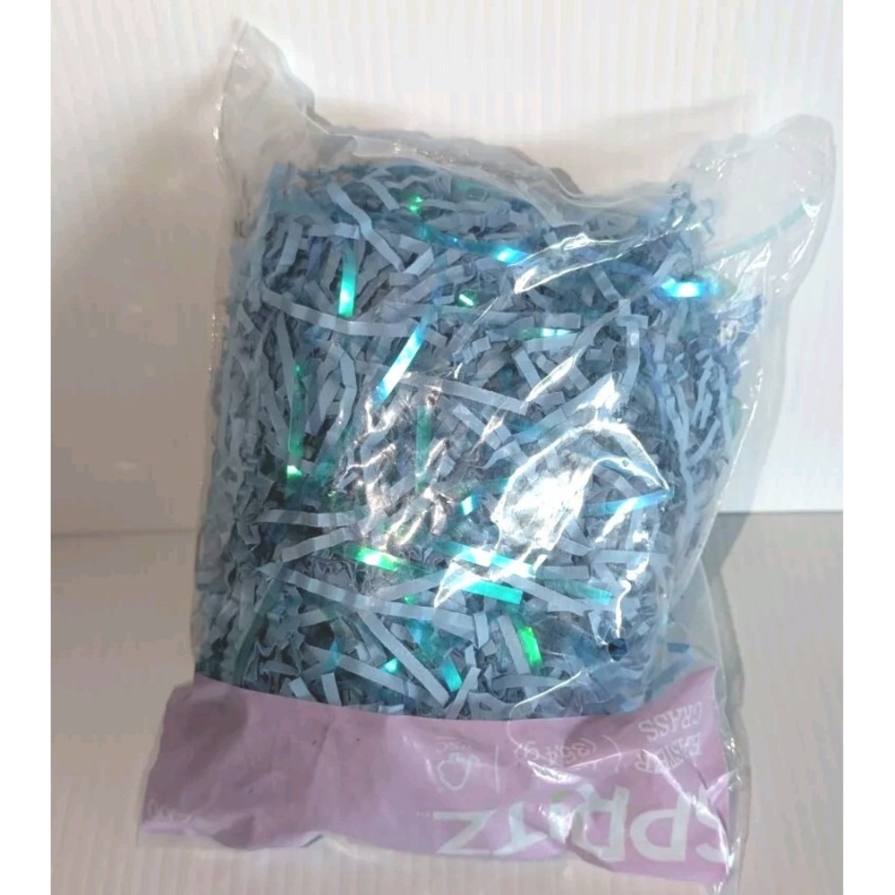 Easter Grass crinkle paper Blue 1.25 Ounce Each Bag. New Spritz
